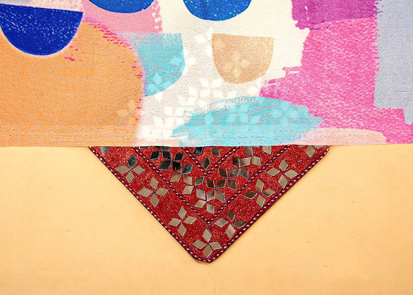 Light Peach Crepe Fabric with Allover Abstract Print 14568