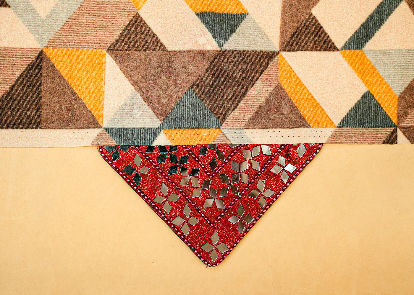 Multi-Color Moss Crepe Fabric with Allover Geometric Pattern 14572