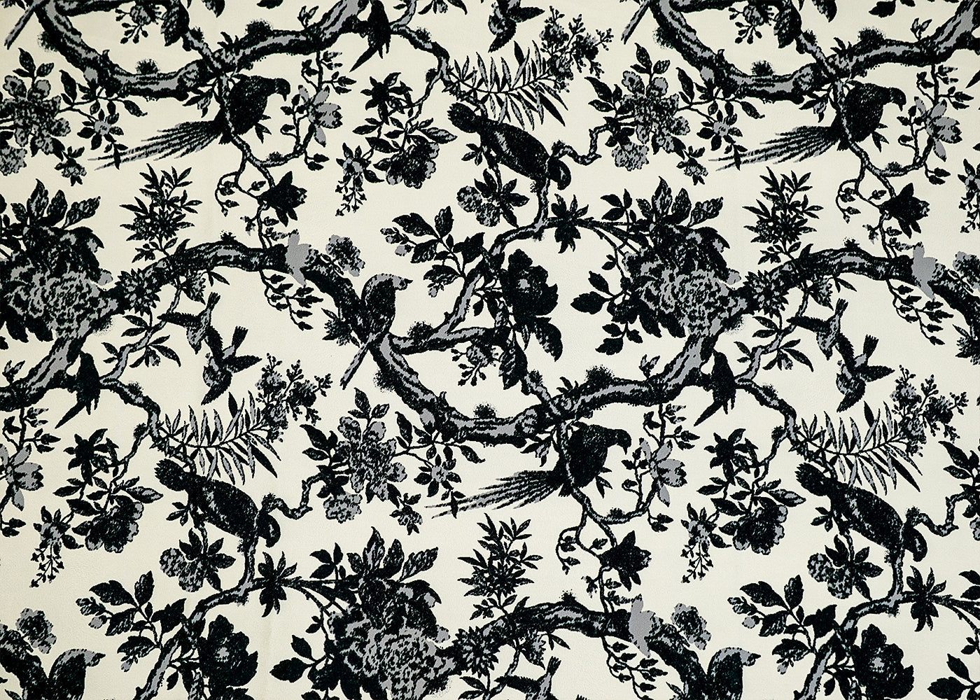 Black & White Crepe Fabric with Allover black Abstract Print 14576