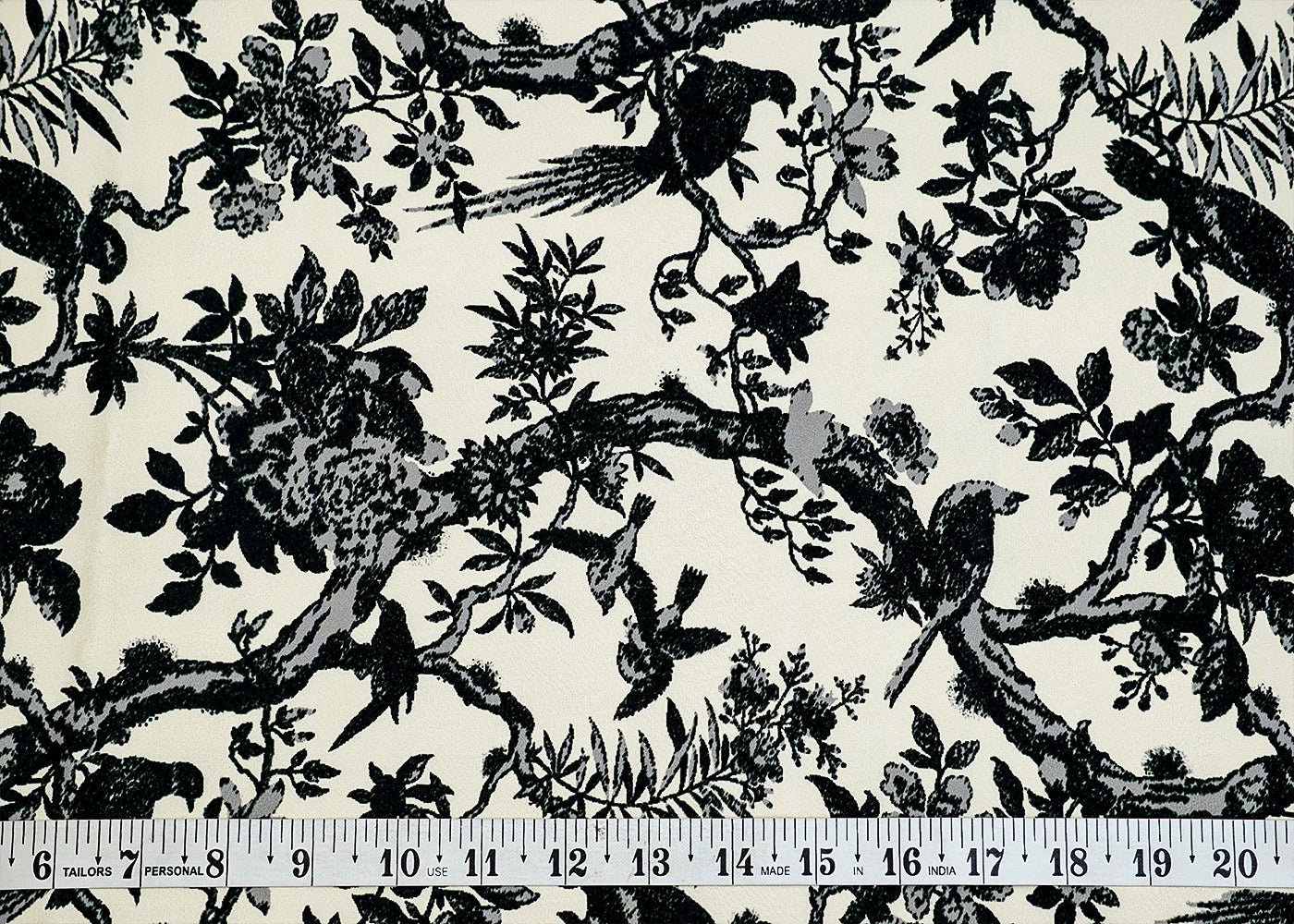 Black & White Crepe Fabric with Allover black Abstract Print 14576