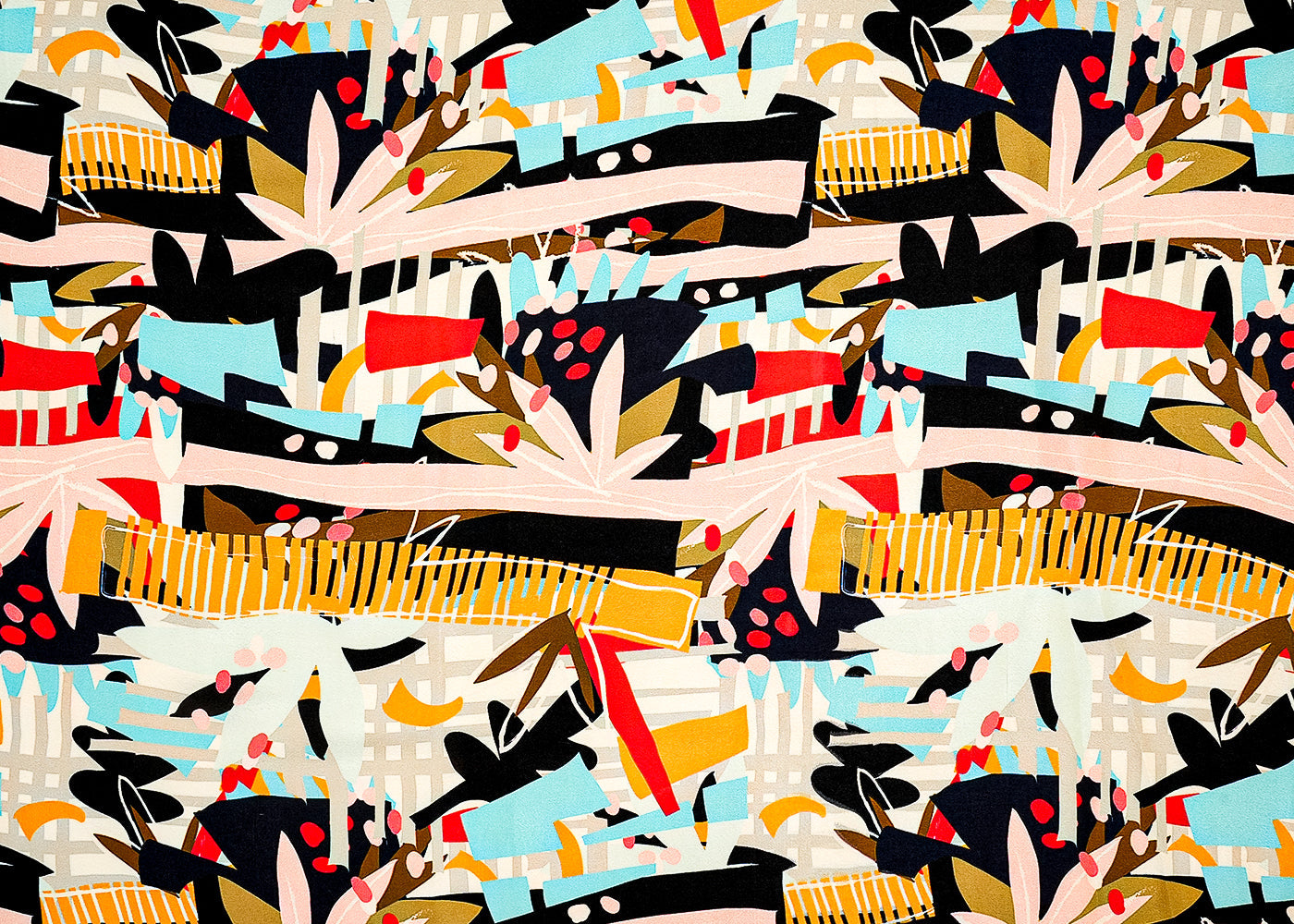 Multi-Color Viscose Crepe with Abstract Print 14578