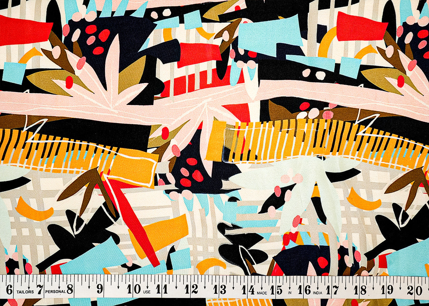 Multi-Color Viscose Crepe with Abstract Print 14578