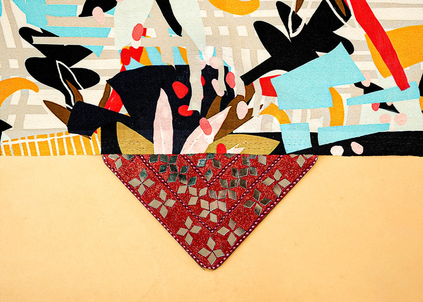 Multi-Color Viscose Crepe with Abstract Print 14578