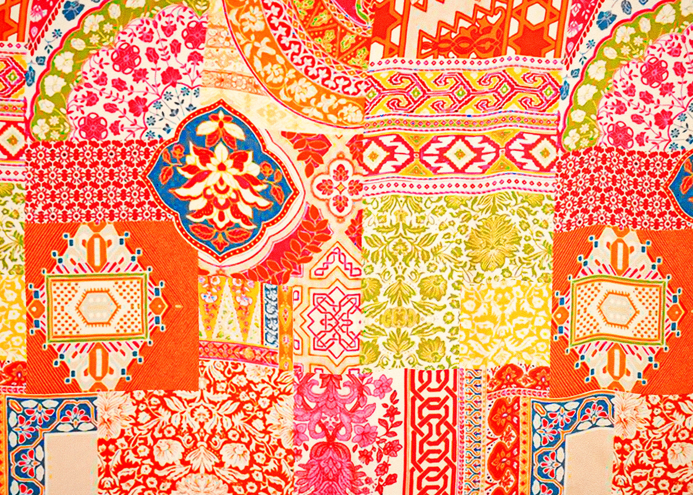 Multi-Color Crepe Fabric with Allover Traditional Print 14581