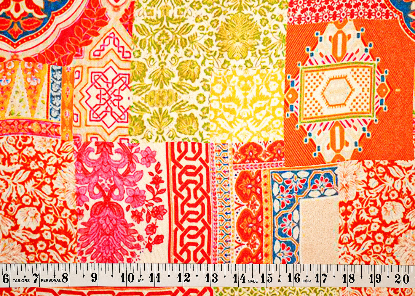 Multi-Color Crepe Fabric with Allover Traditional Print 14581