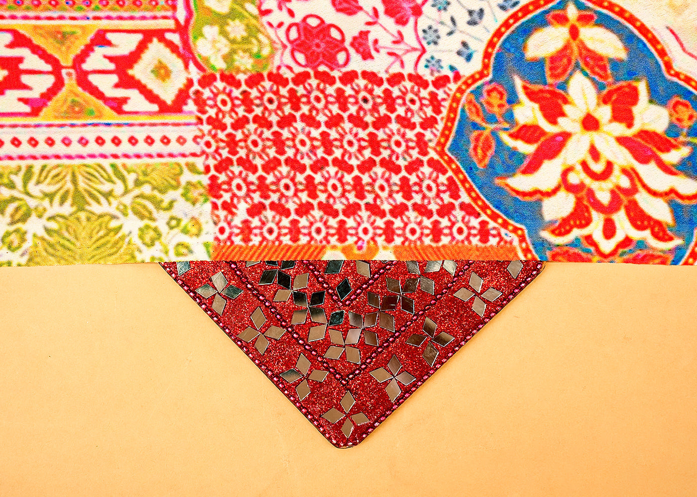 Multi-Color Crepe Fabric with Allover Traditional Print 14581