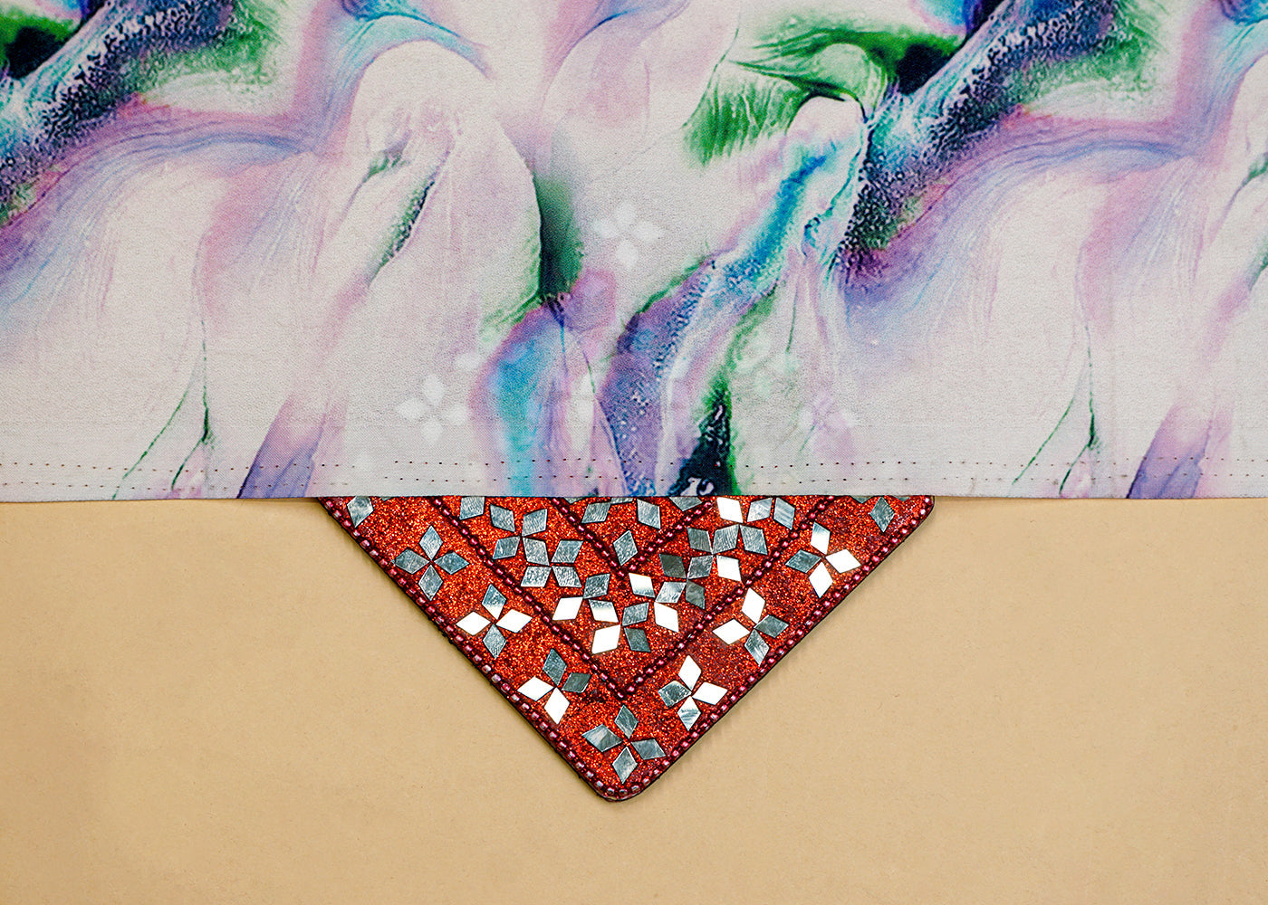 White Scuba Fabric with Allover Abstract Print 14584