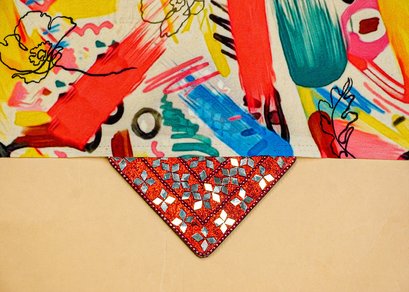 Yellow Moss Crepe Fabric with Allover Abstract Print 14585