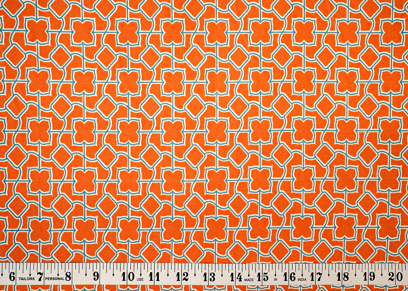 Rust Crepe Fabric with Allover Geometric Print 14589