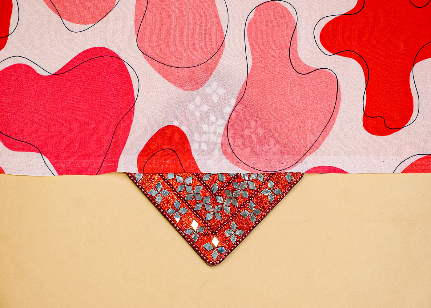 Pink Crepe Fabric with Allover Abstract Print 14590