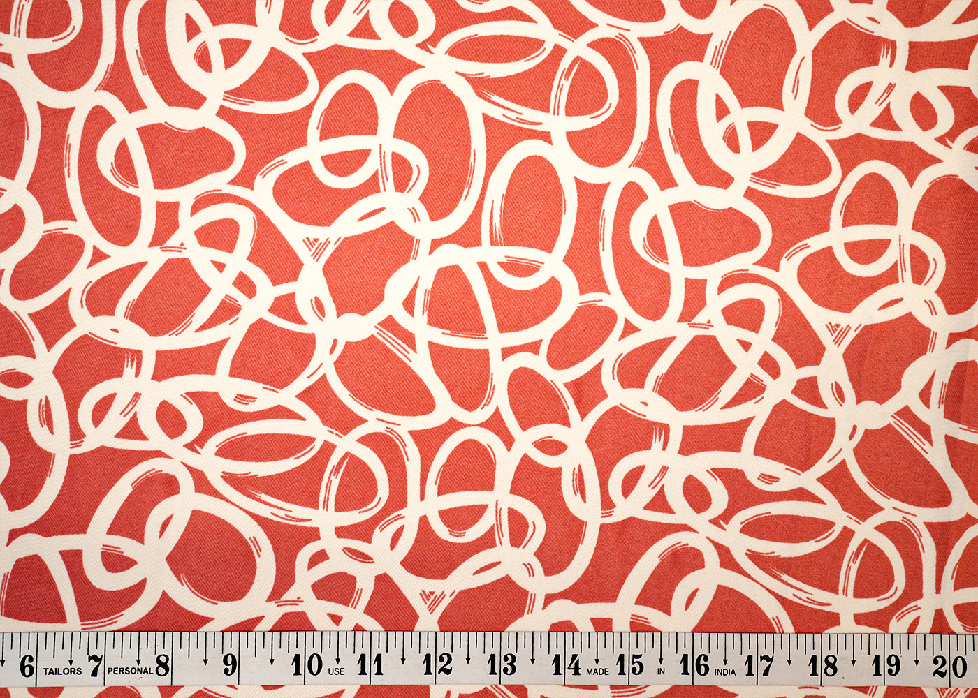 Peach Pink Crepe Fabric with Allover Abstract Print 14592