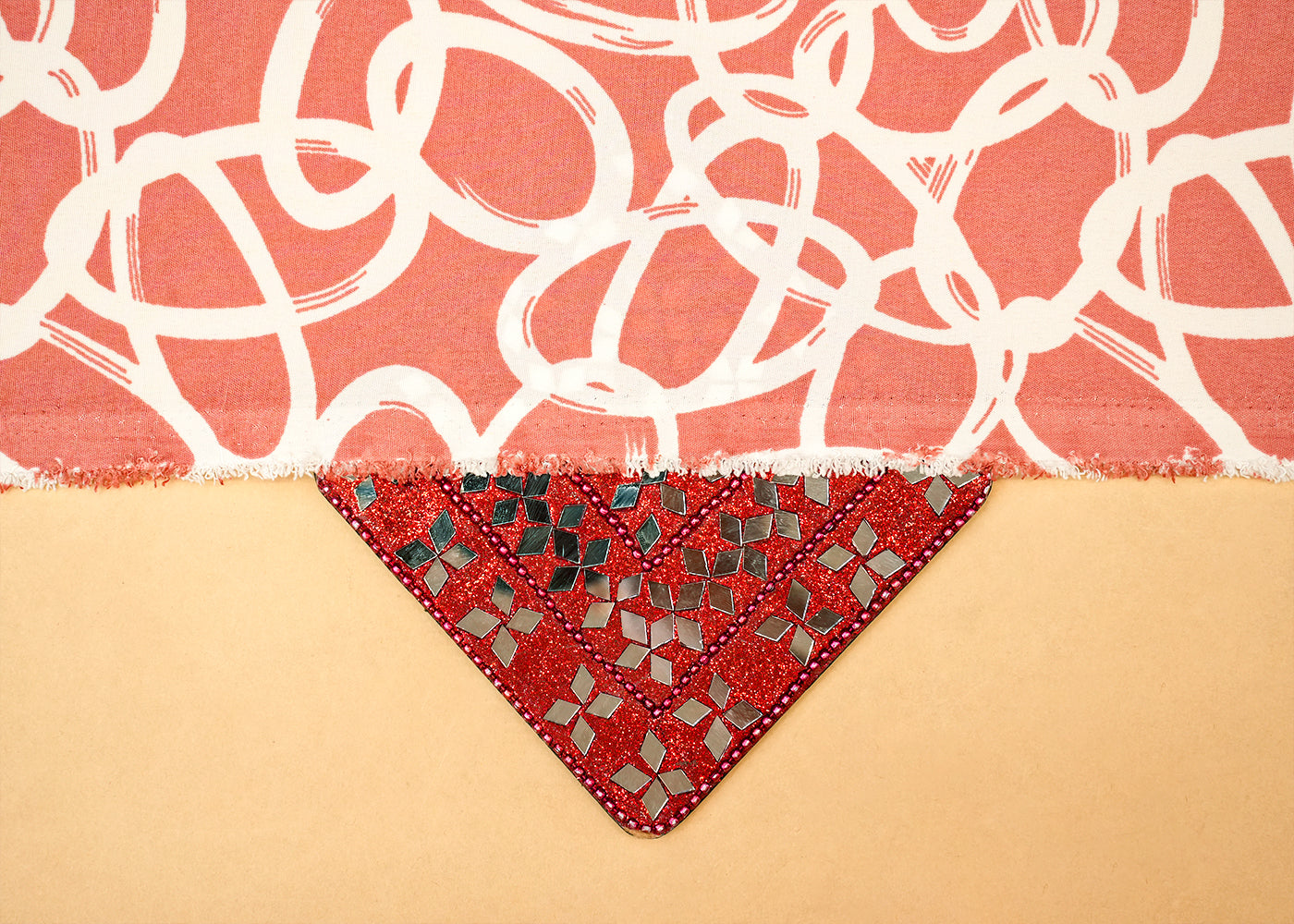 Peach Pink Crepe Fabric with Allover Abstract Print 14592