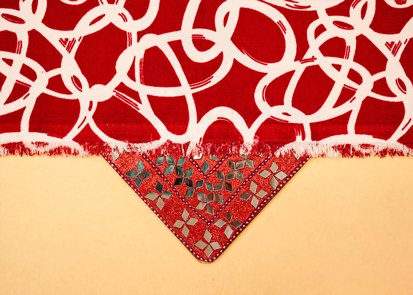 Maroon Crepe Fabric with Allover Geometric Print 14595