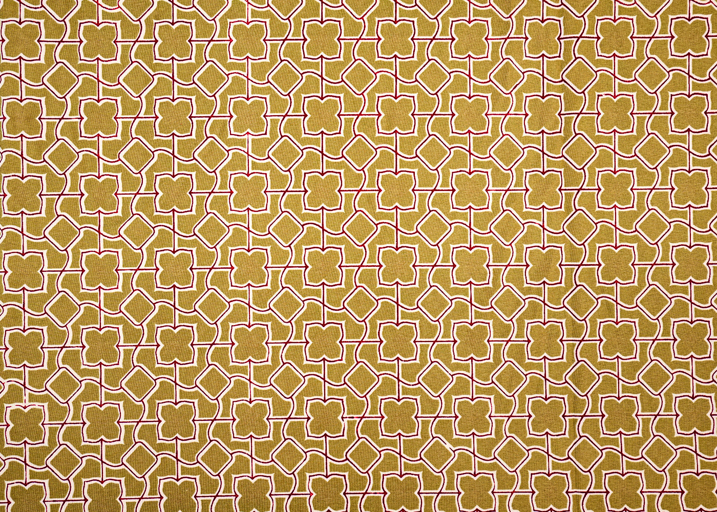Olive Green Crepe Fabric with Allover Geometric Print 14596