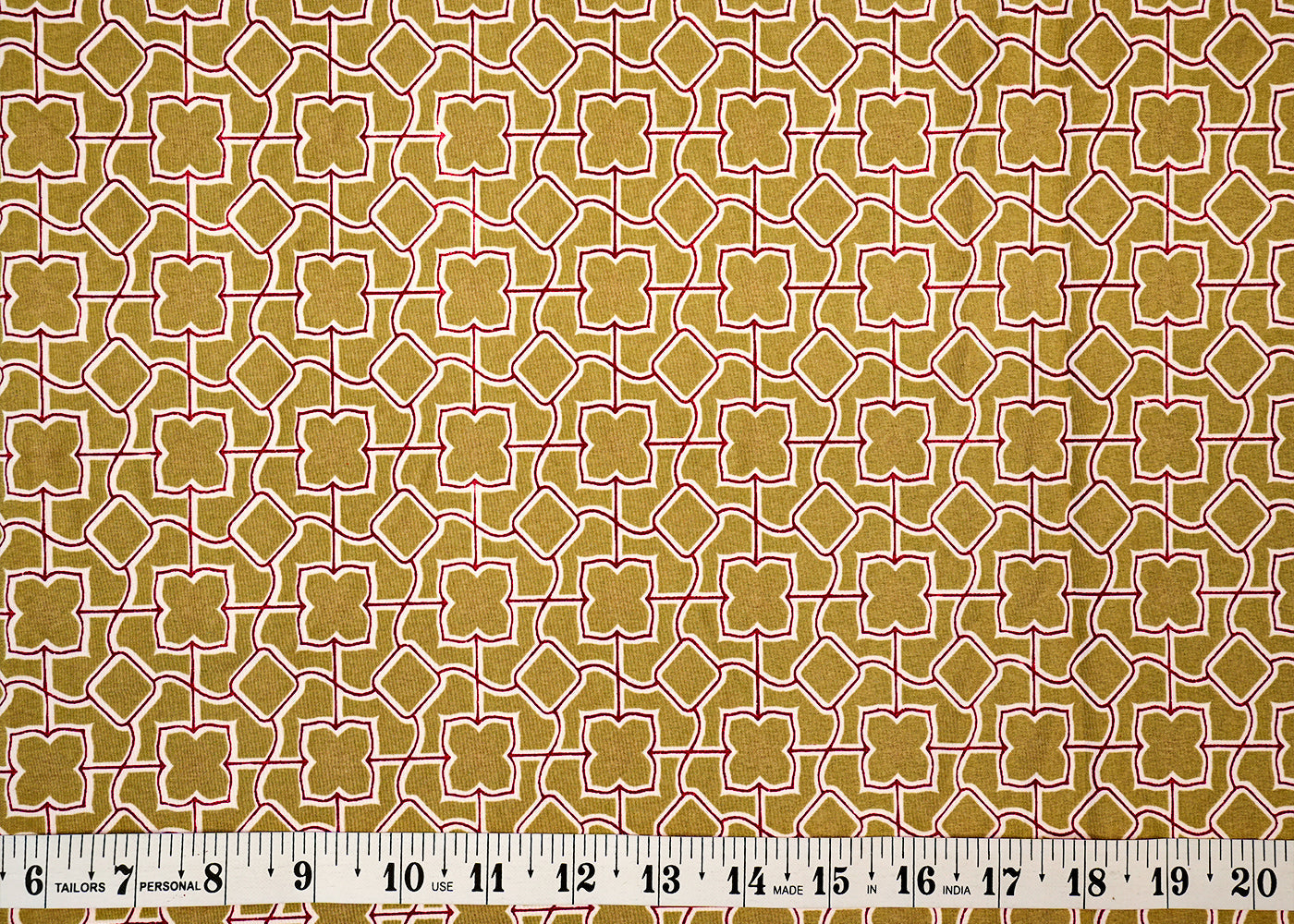 Olive Green Crepe Fabric with Allover Geometric Print 14596