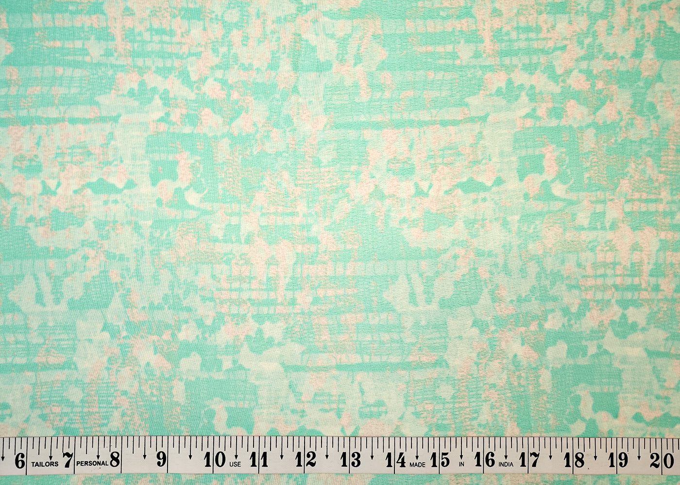 Sea Green Crepe Fabric with Allover Abstract Print 14599
