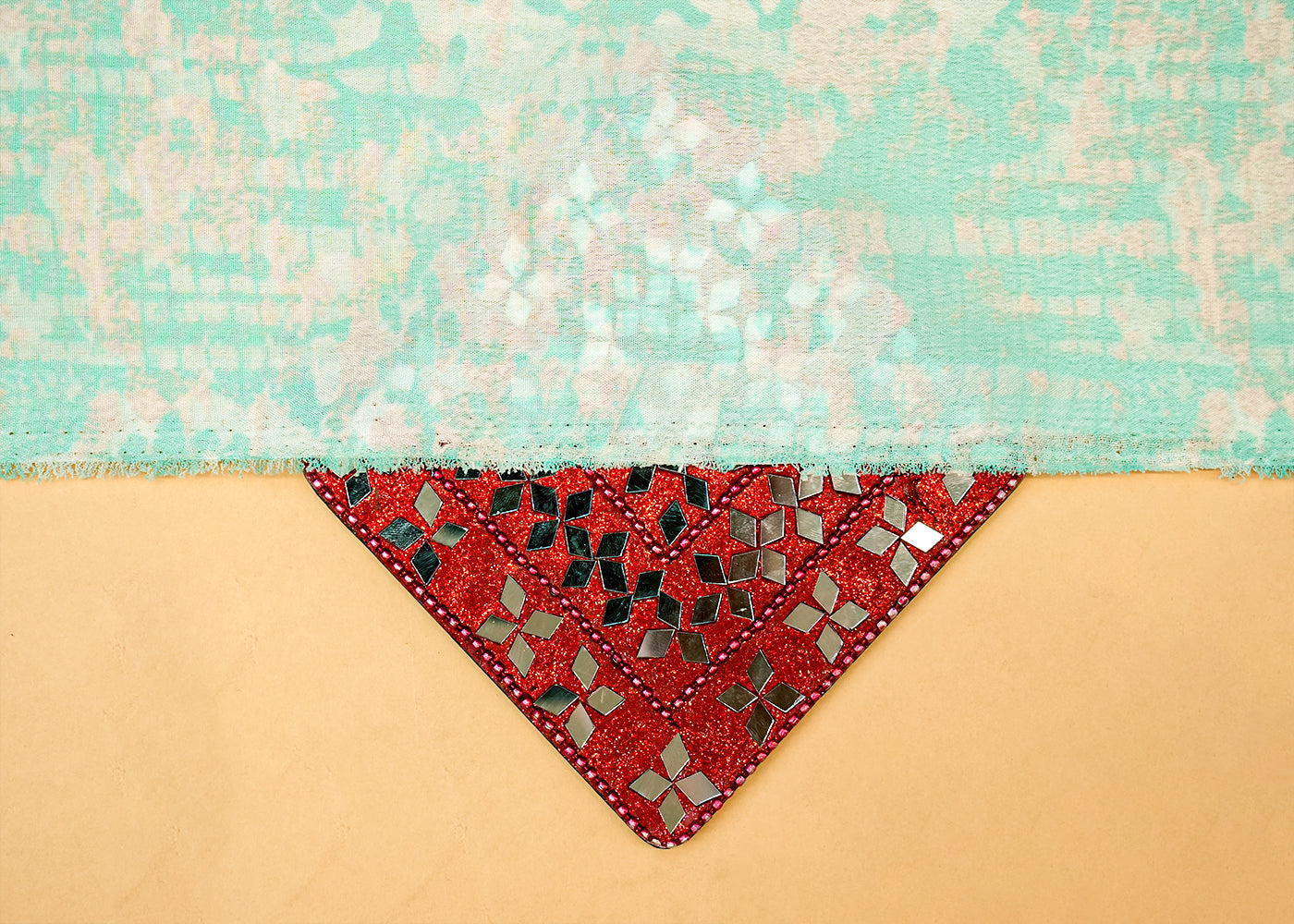 Sea Green Crepe Fabric with Allover Abstract Print 14599