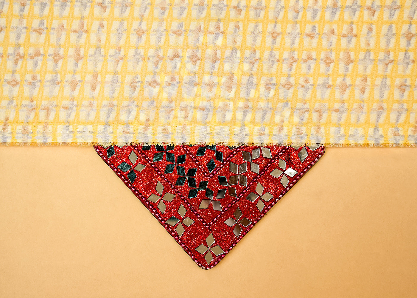 Light Yellow Crepe Fabric with Allover Self Print 14600