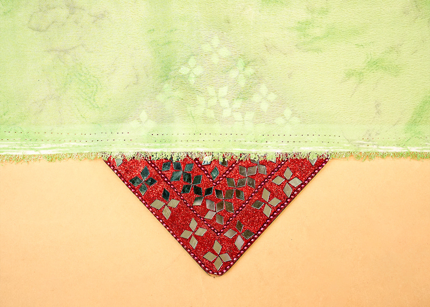 Sea Green Crepe Fabric with Allover Self Print 14602