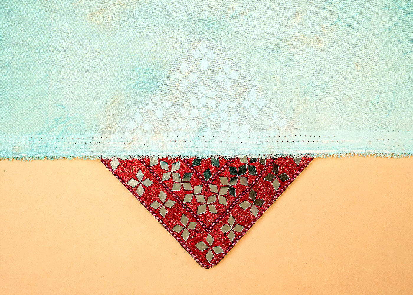 Sky Blue Crepe Fabric with Allover Self Print 14603