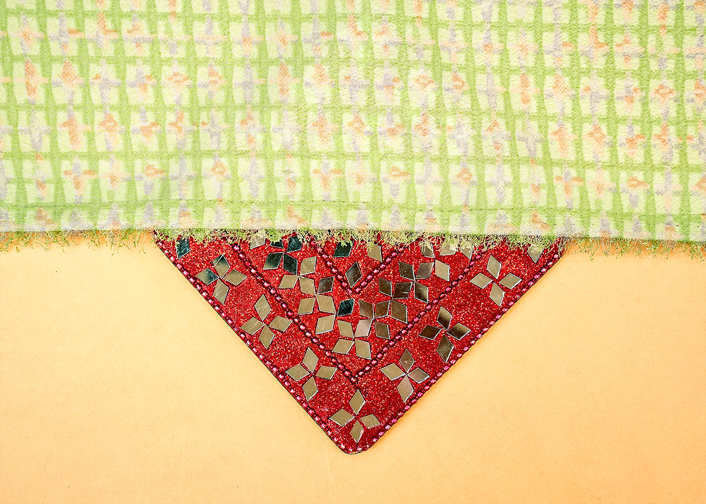 Light Green Crepe Fabric with Allover Self Print 14604