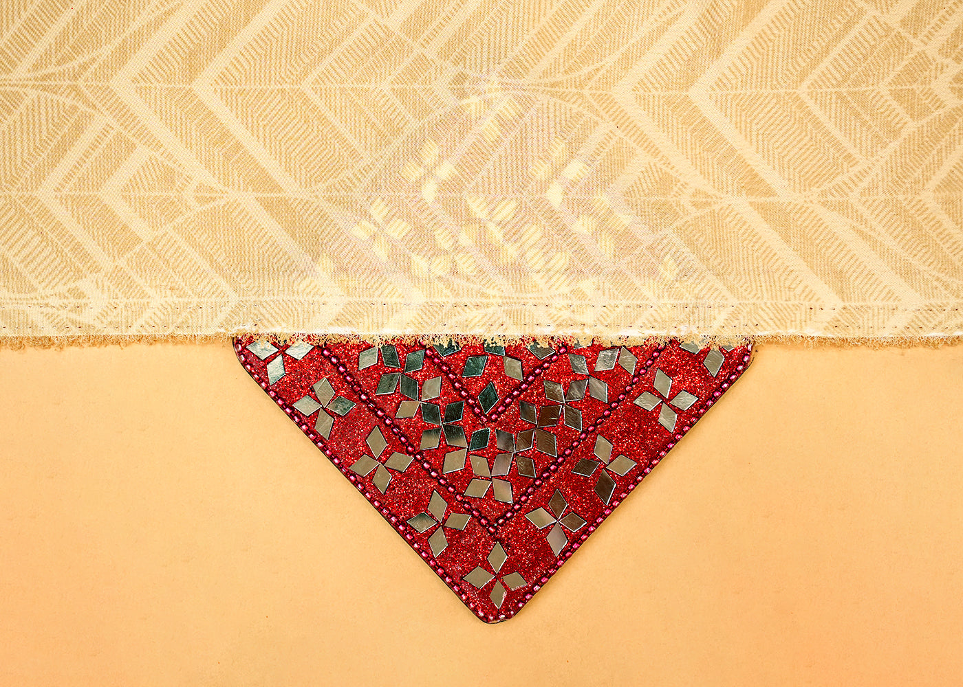 Cream Crepe Fabric with Allover Self Print 14606