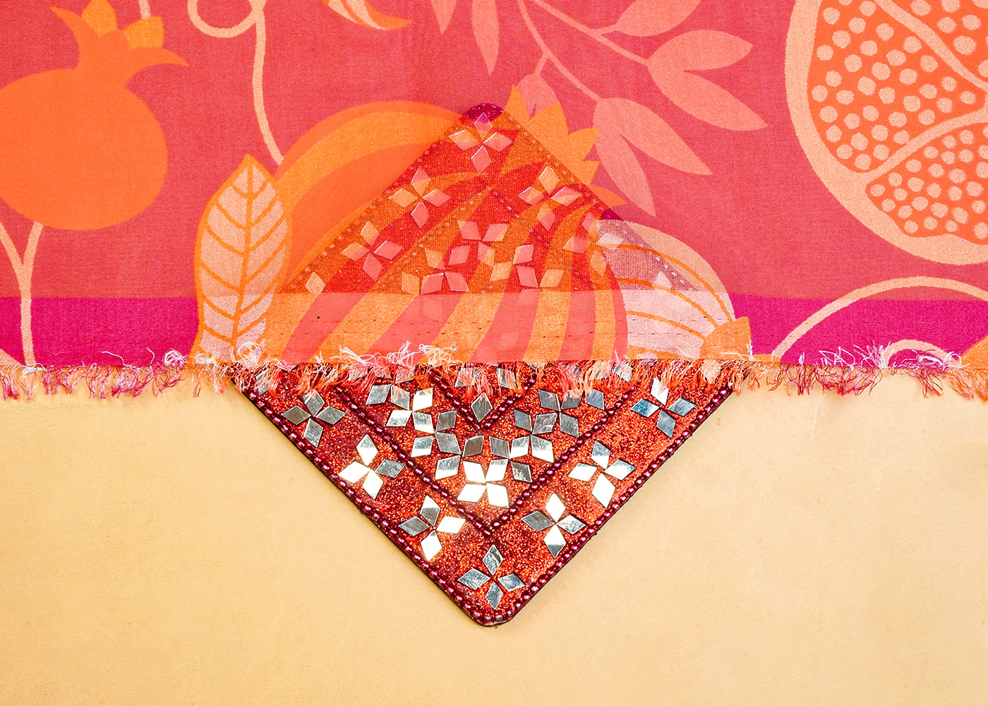 Pink Organza Fabric with All Over Abstract Print 14609