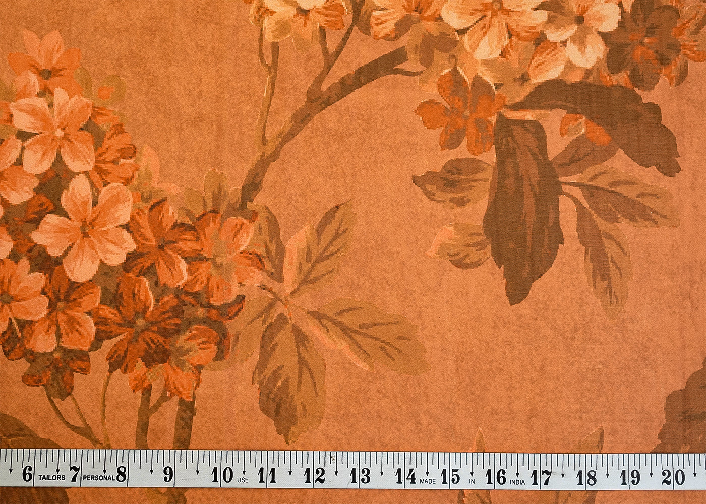 Brown Organza Fabric with All Over Floral Print 14610