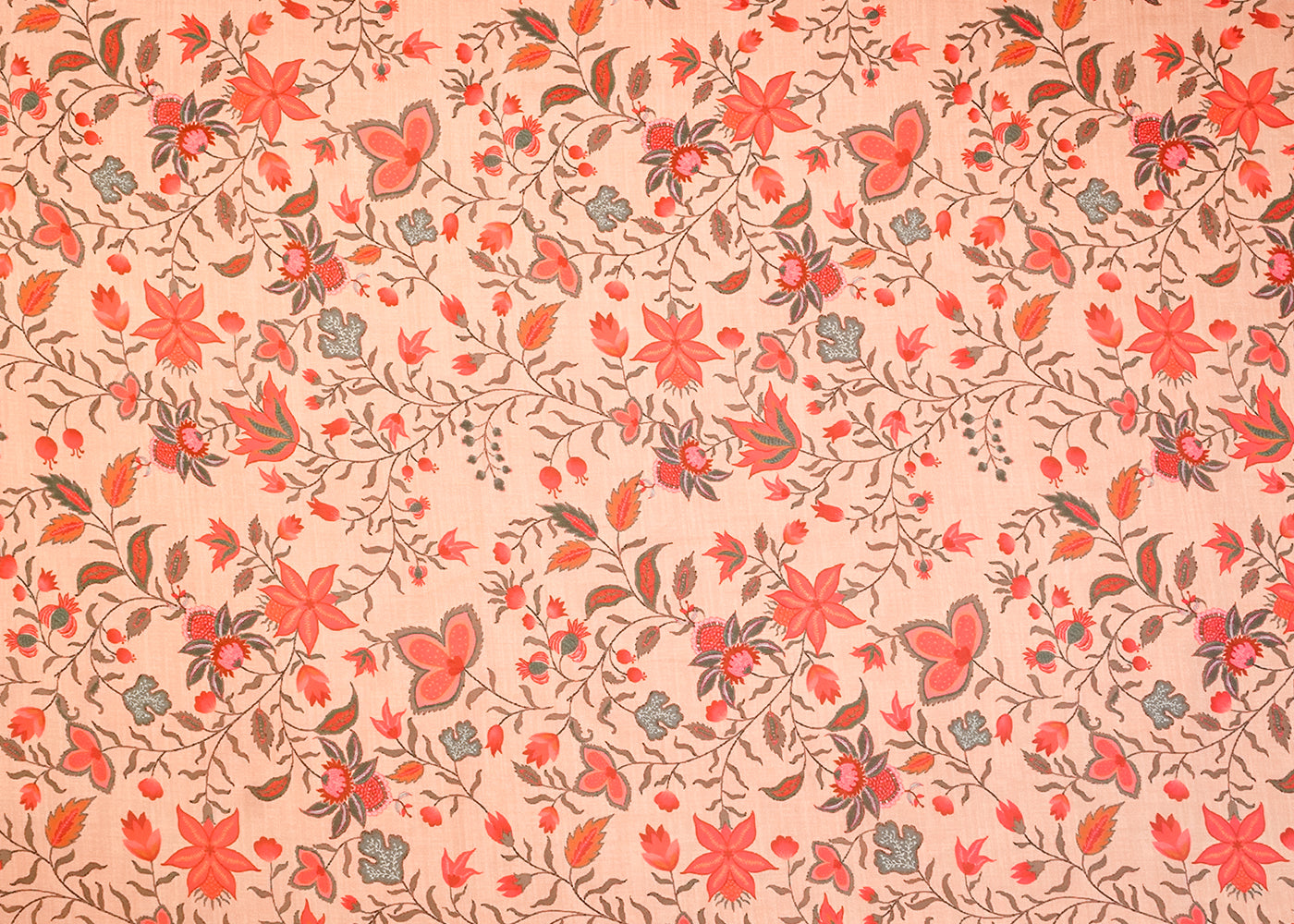 Dusty Rose Pink Organza Fabric with All Over Traditional Print 14612