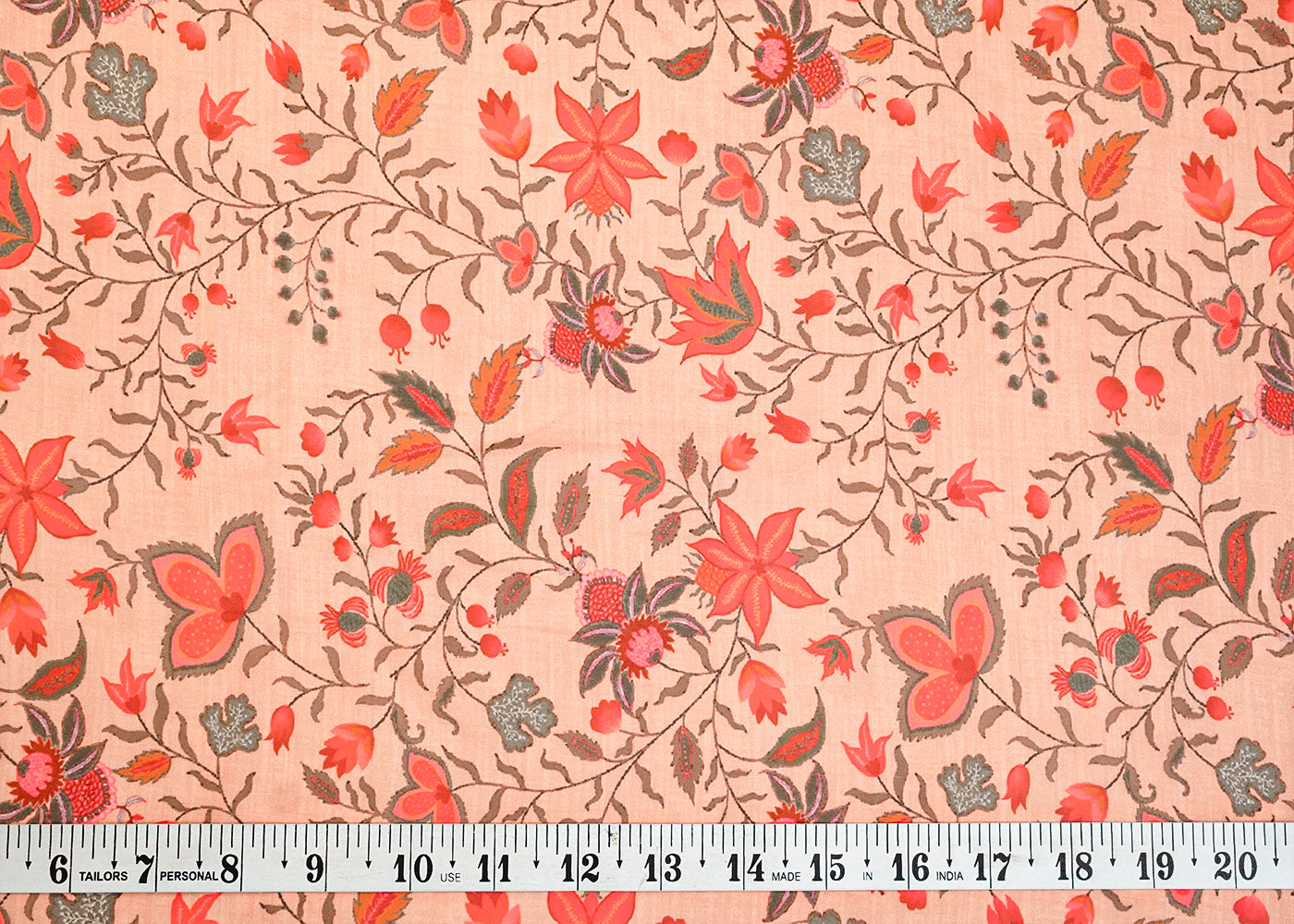 Dusty Rose Pink Organza Fabric with All Over Traditional Print 14612