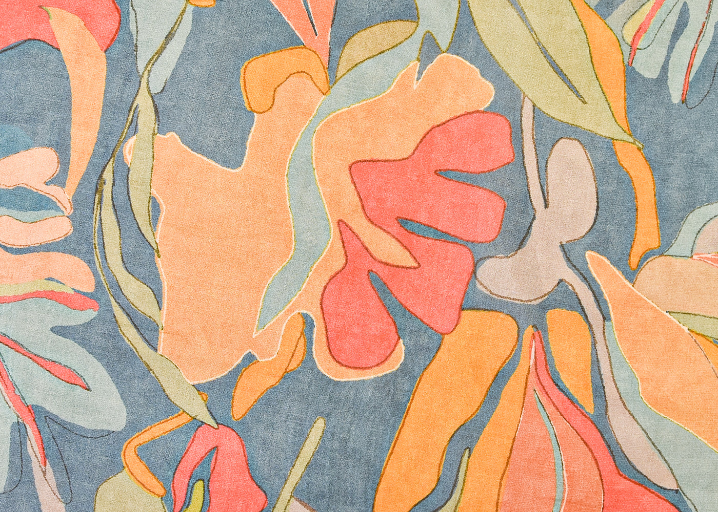 Blue Organza Fabric with All Over Abstract Print 14613