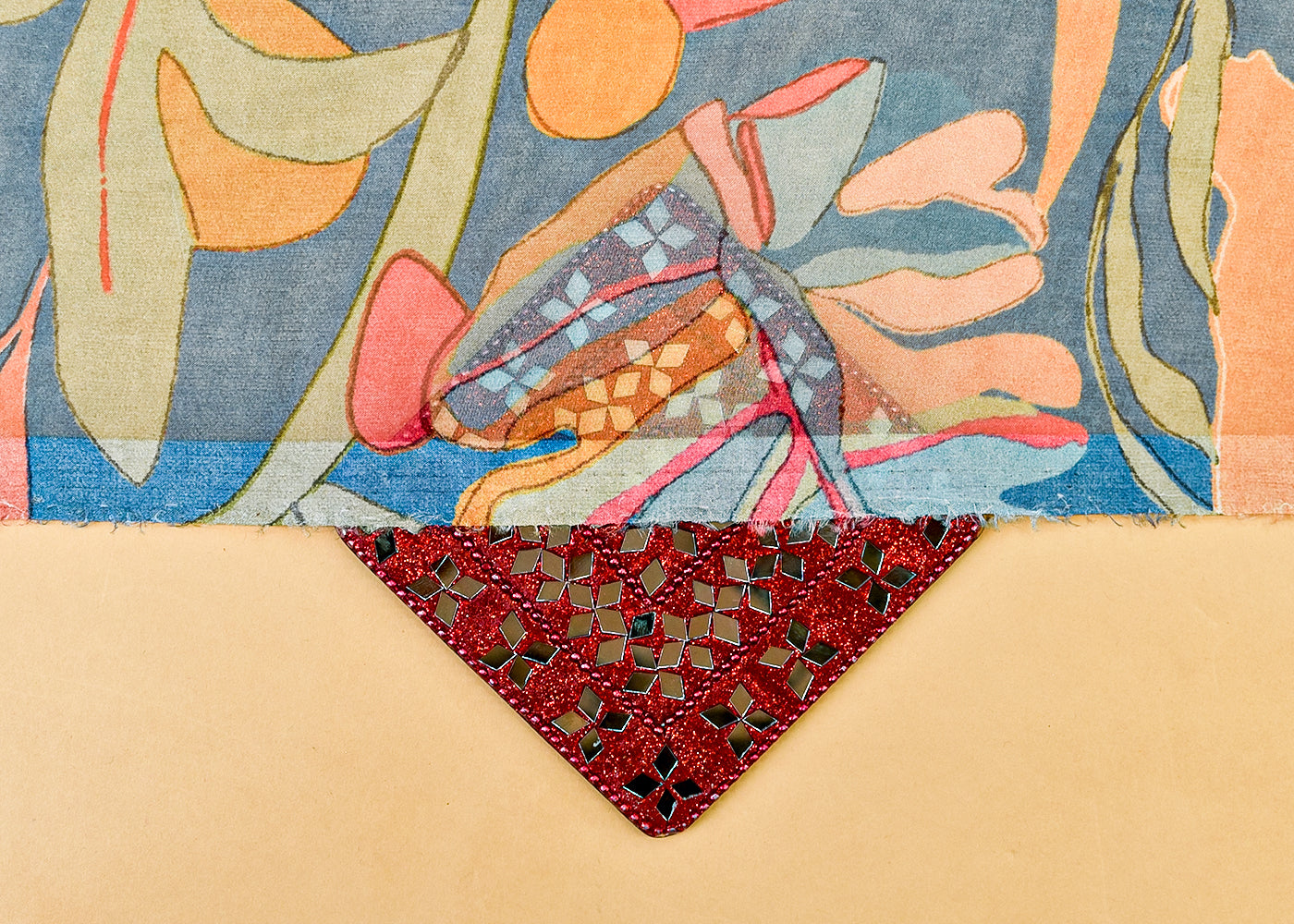 Blue Organza Fabric with All Over Abstract Print 14613