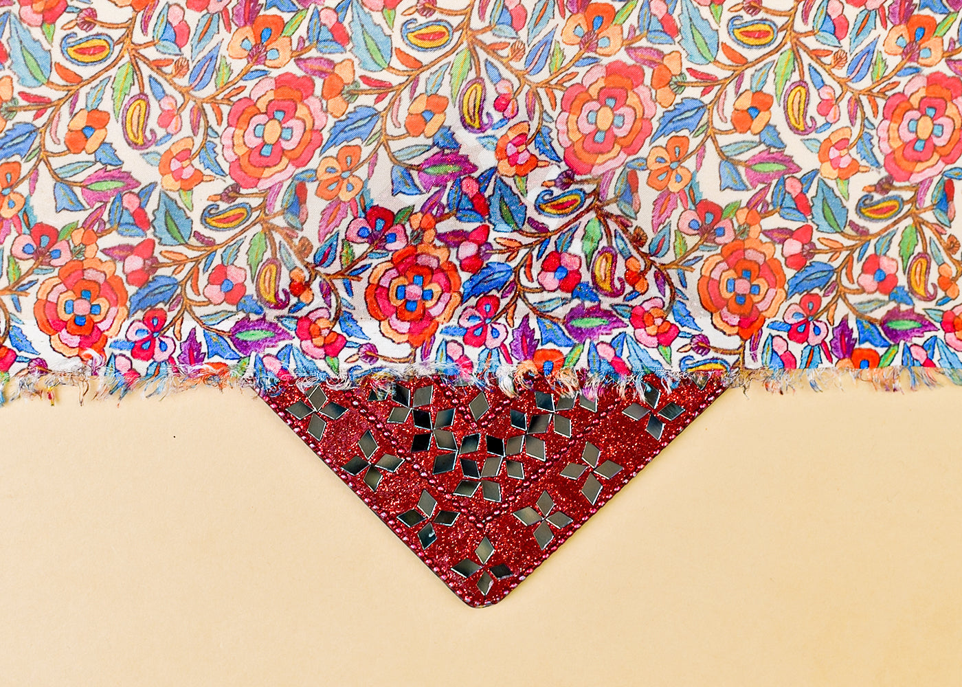 Multi-Colour Organza Fabric with All Over Abstract Print 14615