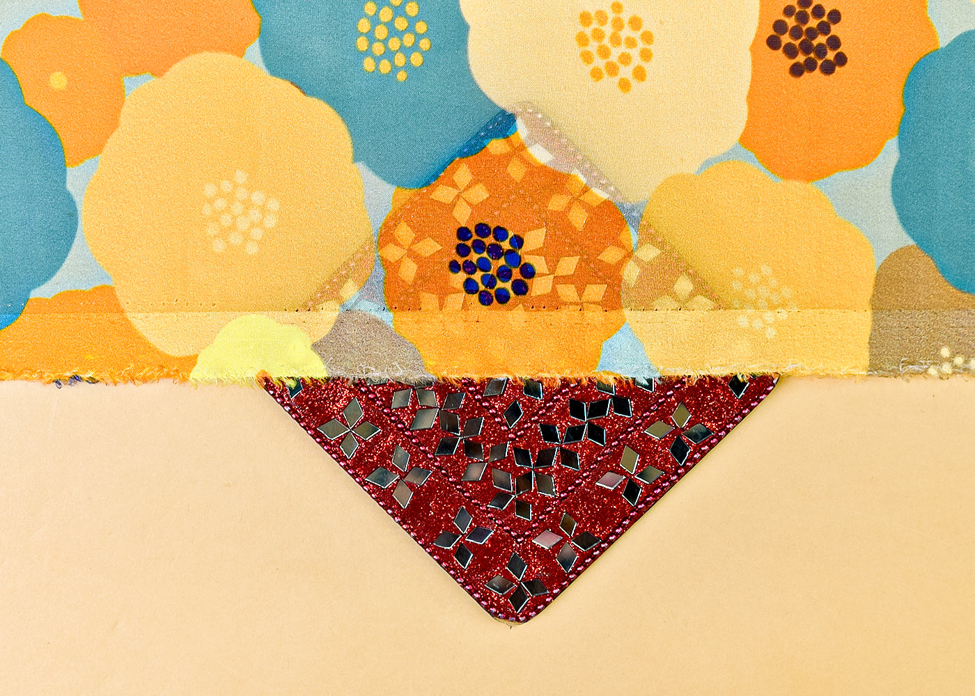 Multi-Colour Organza Fabric with All Over Abstract Print 14616