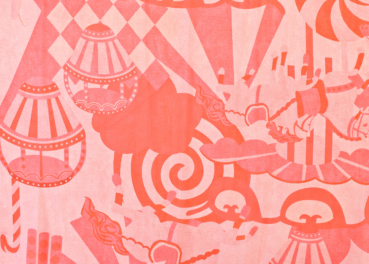 Pink Organza Fabric with All Over Abstract Print 14617