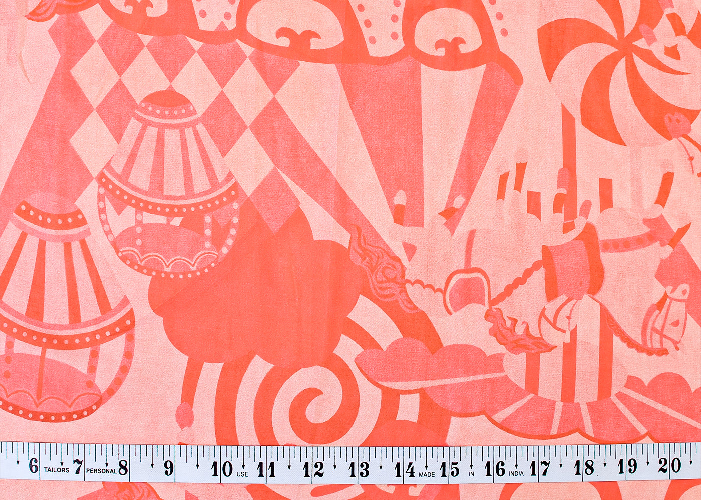 Pink Organza Fabric with All Over Abstract Print 14617