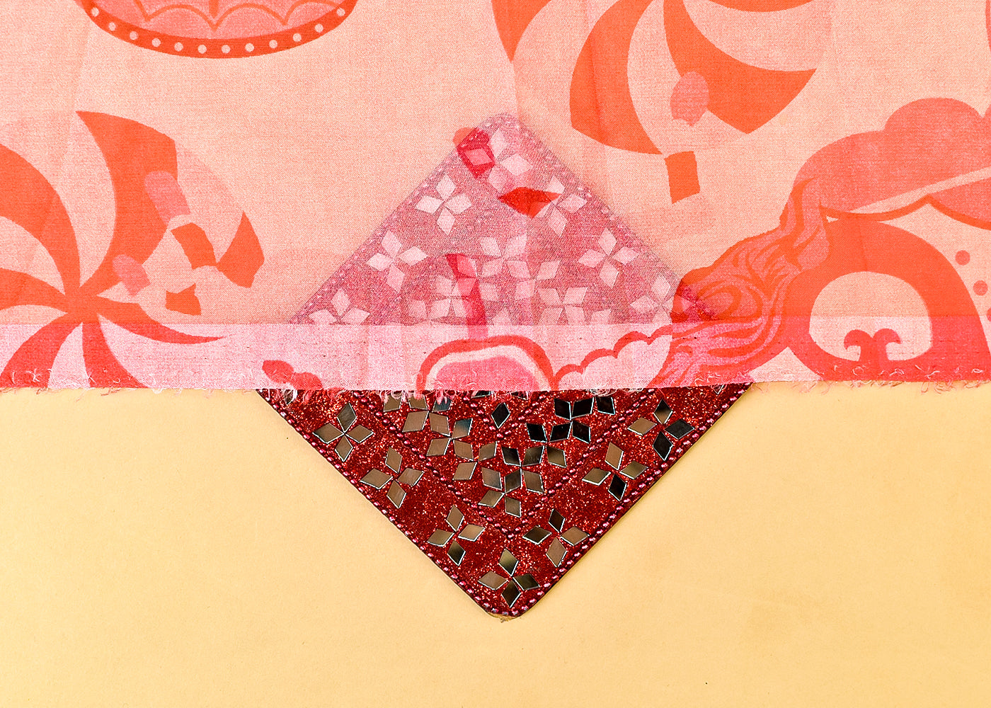 Pink Organza Fabric with All Over Abstract Print 14617