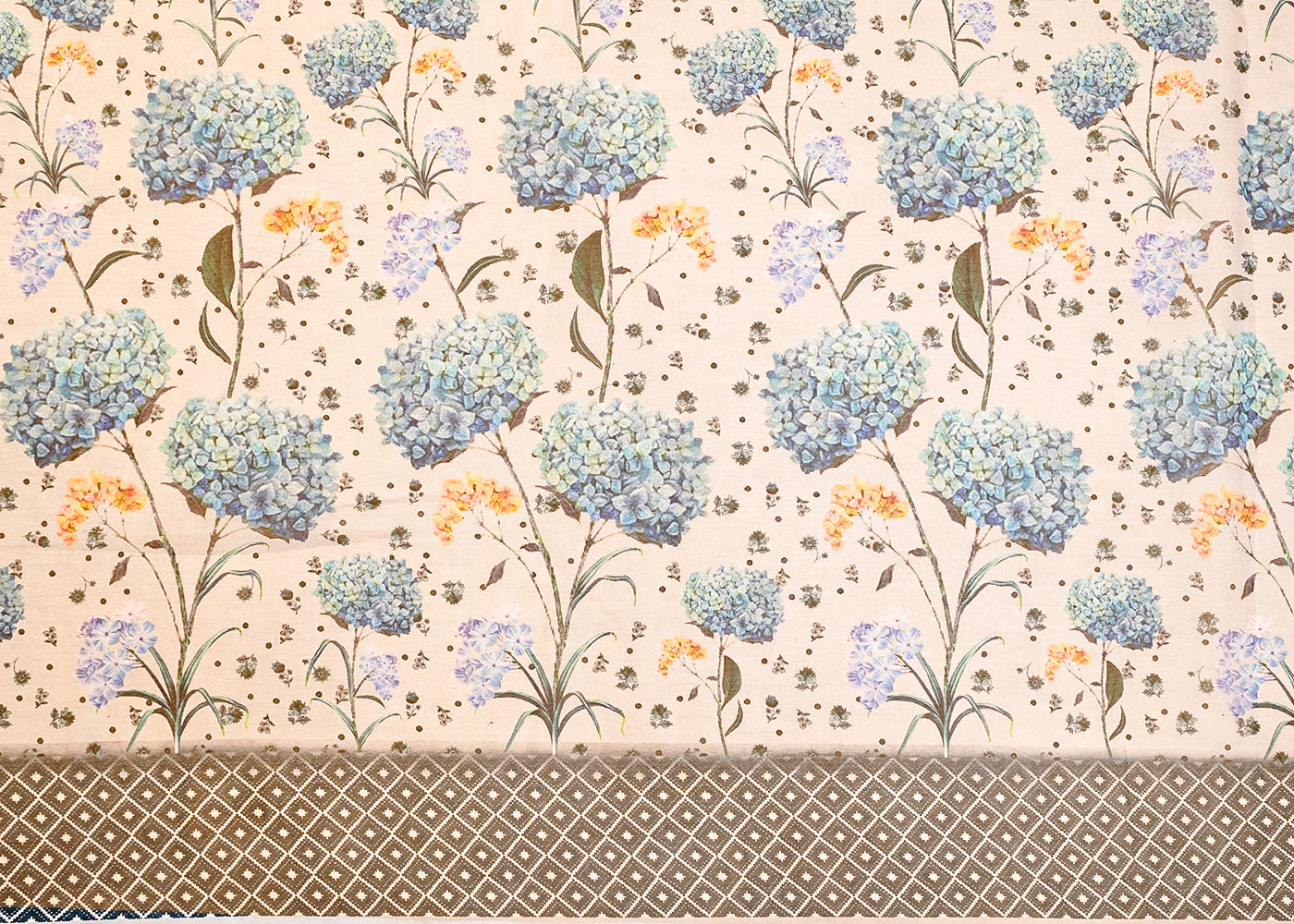 Grey Organza Fabric with All Over Abstract Print 14618