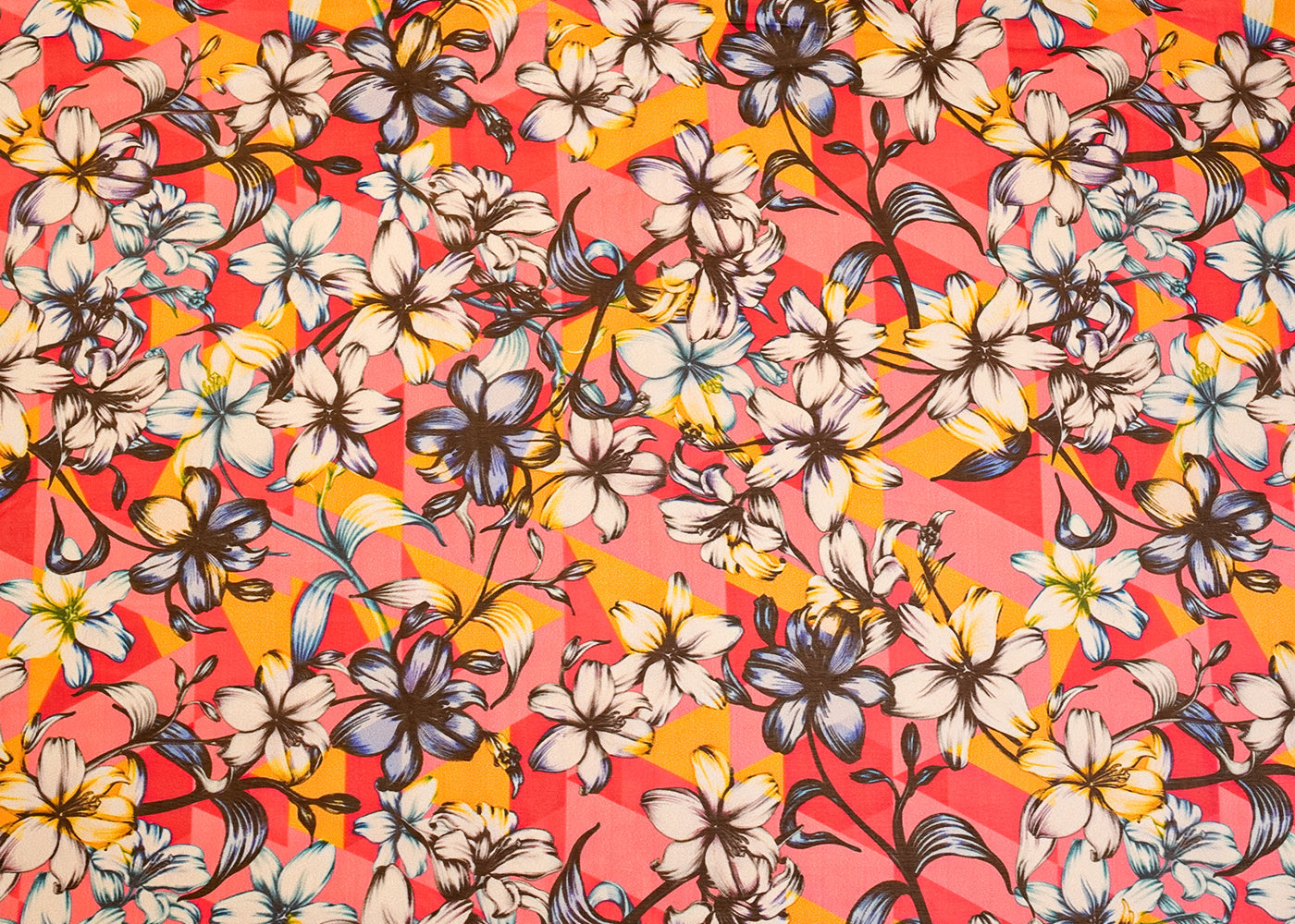 Pink Organza Fabric with All Over Floral Print 14619