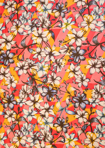 Pink Organza Fabric with All Over Floral Print 14619