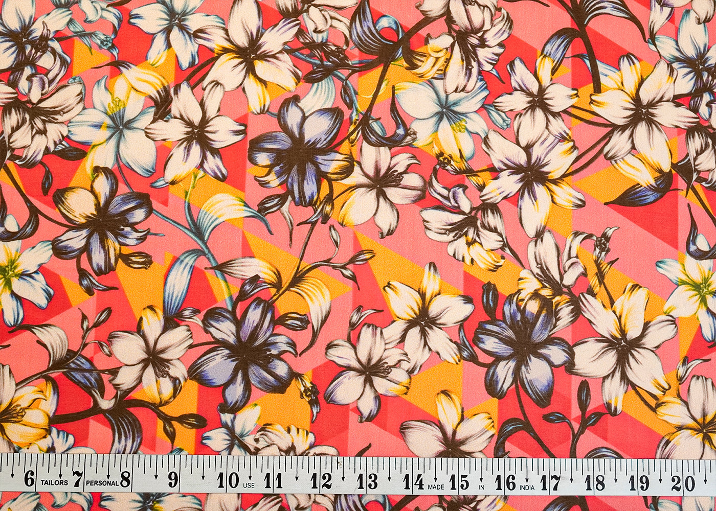 Pink Organza Fabric with All Over Floral Print 14619