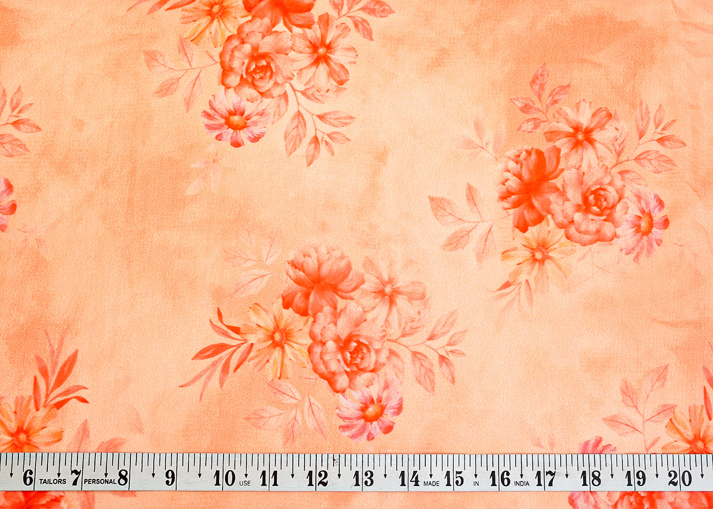 Peach Organza Fabric with All Over Floral Print 14624