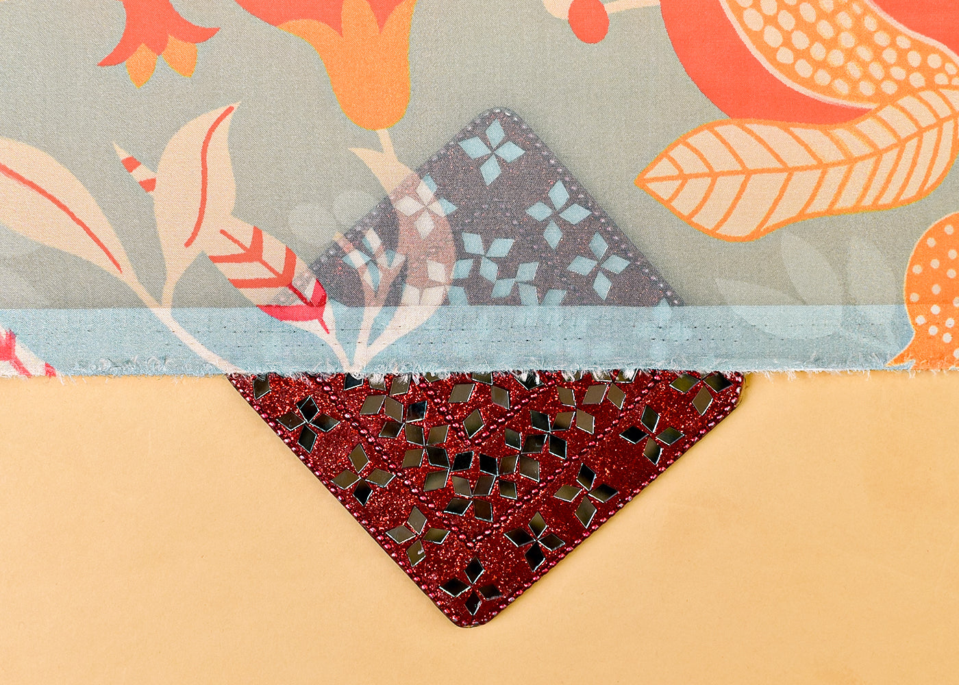 Sky Blue Organza Fabric with All Over Abstract Print 14626