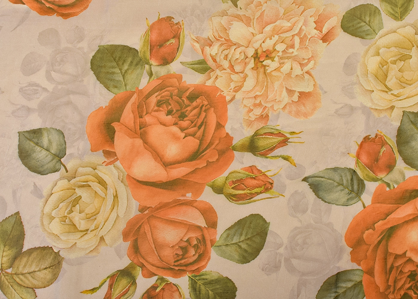 Light Grey Organza Fabric with All Over Floral Print 14643