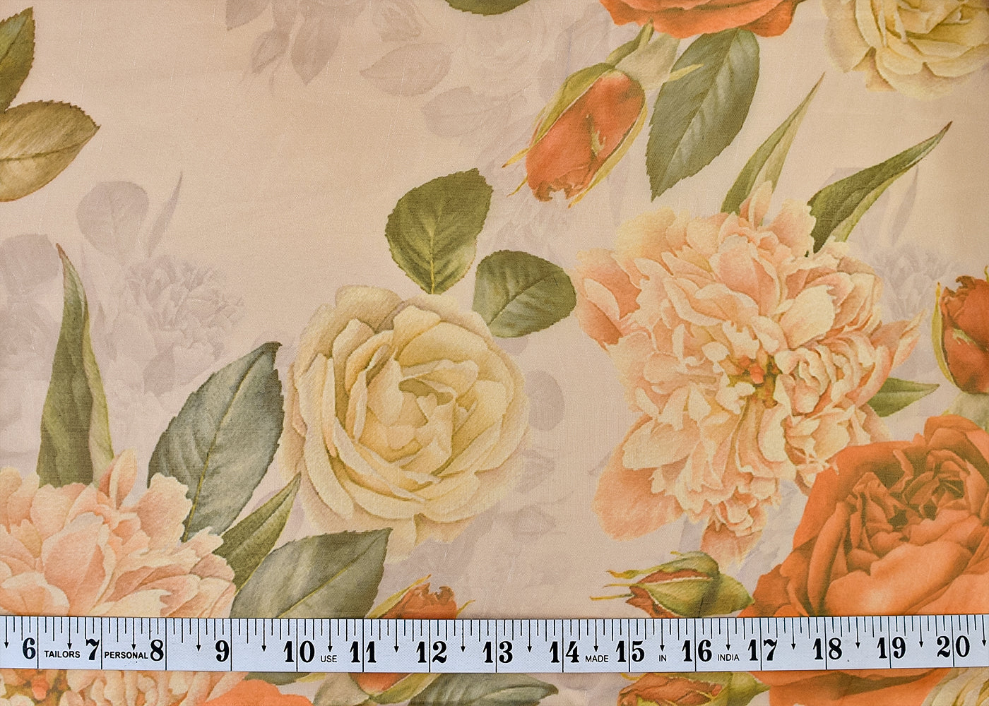 Light Grey Organza Fabric with All Over Floral Print 14643