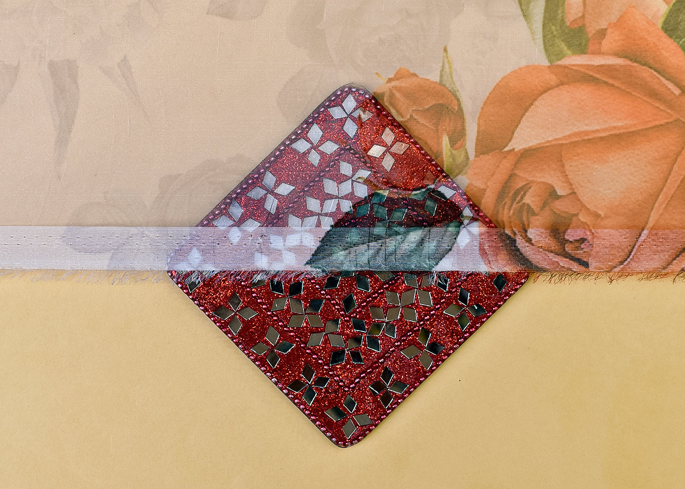 Light Grey Organza Fabric with All Over Floral Print 14643