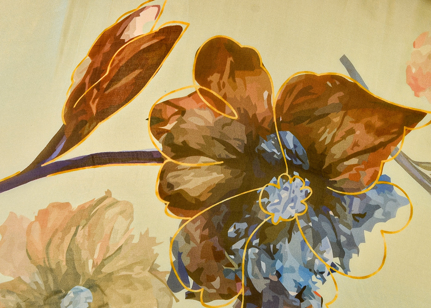 Pastel Green Organza Fabric with All Over Floral Print 14636