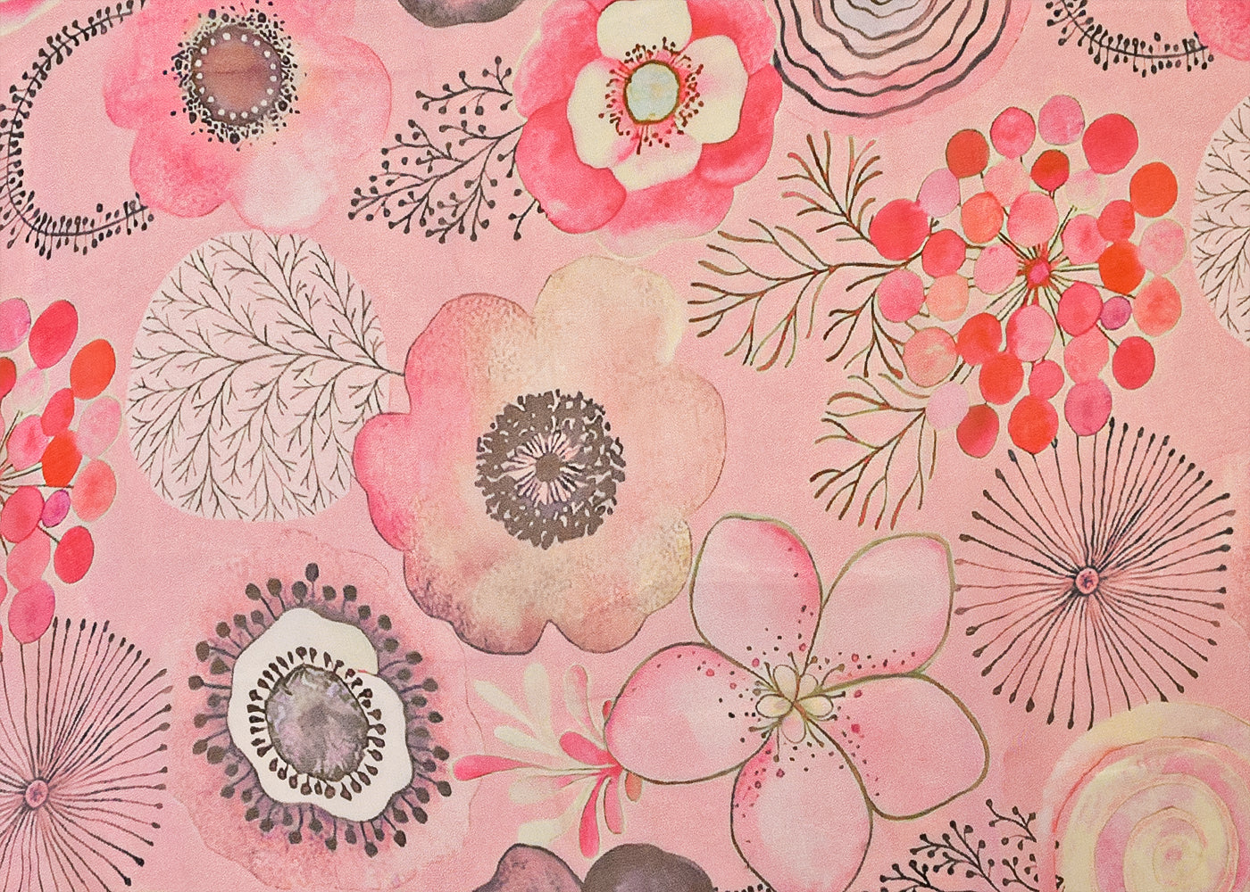 Light Pink Organza Fabric with All Over Abstract Print 14638