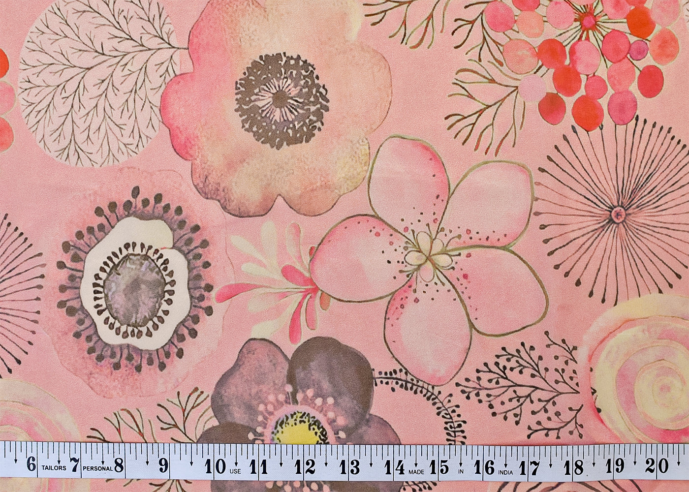 Light Pink Organza Fabric with All Over Abstract Print 14638