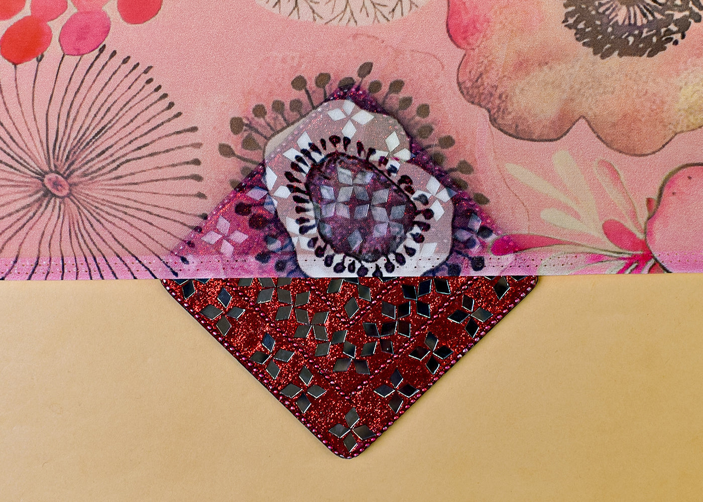 Light Pink Organza Fabric with All Over Abstract Print 14638